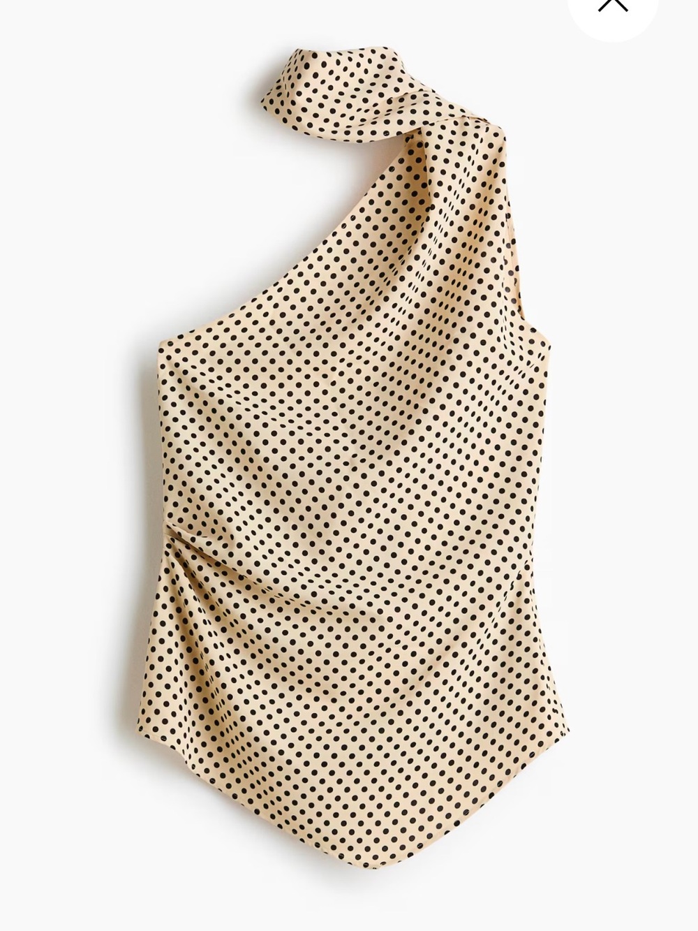H&M Cream Polka Dot One-Shoulder Top with Black Dots
